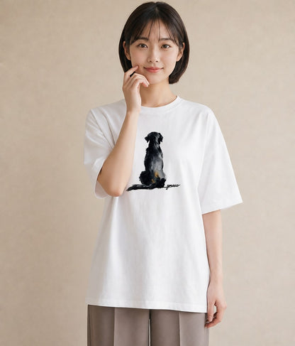 半袖Tシャツ レディース 老犬 犬 いぬ イラスト ゆるコーデ ペアコーデ 秋コーデ 白T YMAZO