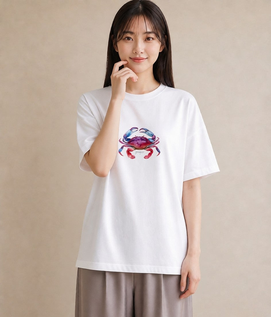 プリントTシャツ レディース エビ 海の生き物 海 イラスト 普段使い 秋コーデ おしゃれギフト 白T YMAZO