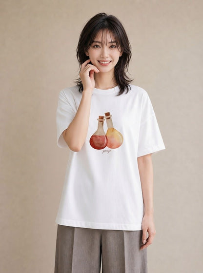 半袖Tシャツ レディース ミルク 食べ物 フード イラスト モード 帰省 ラフ 白T YMAZO