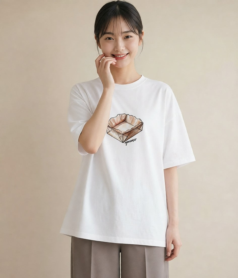 グラフィックTシャツ レディース チョコ 食べ物 フード イラスト シンプル 友達ギフト 部屋着 白T YMAZO