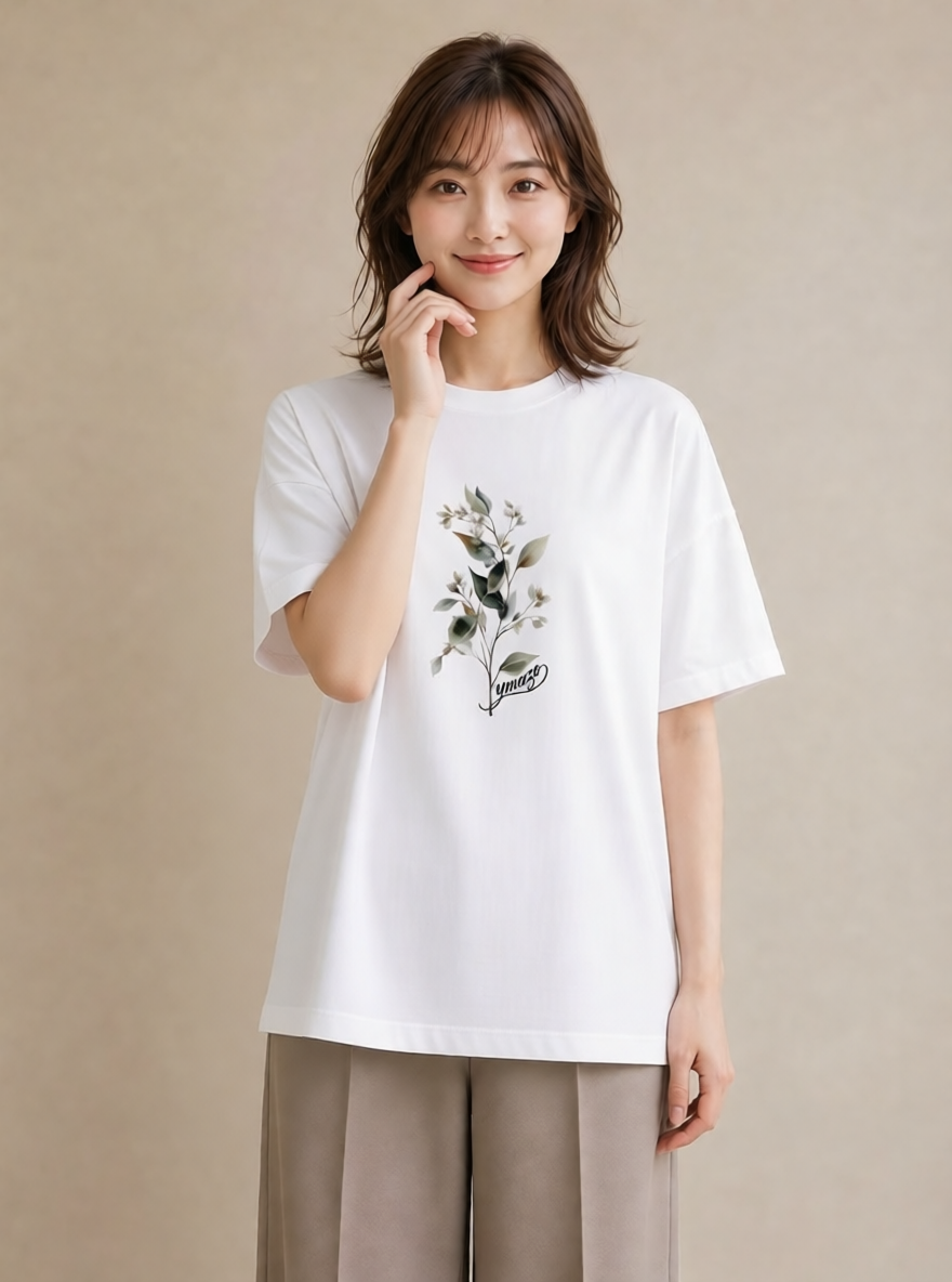 プリントTシャツ レディース すずらん 花 花柄 イラスト カジュアル 旅行 母娘コーデ 白T YMAZO