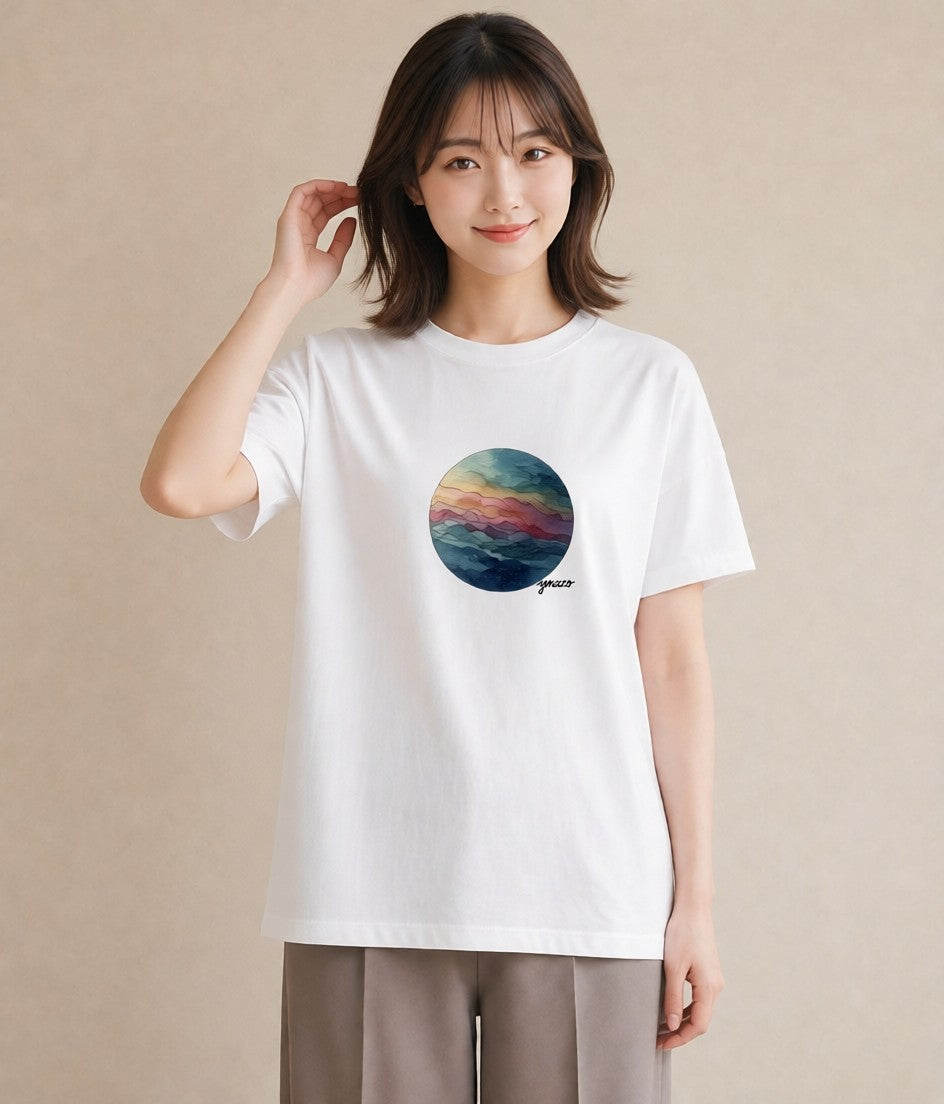 半袖Tシャツ レディース 蟹座 星空 宇宙 イラスト カジュアル 誕生日プレゼント 綿100 白T YMAZO
