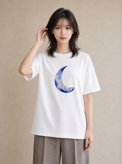 半袖Tシャツ レディース 水瓶座 星空 宇宙 イラスト シンプル 部屋着 女性向けギフト 白T YMAZO