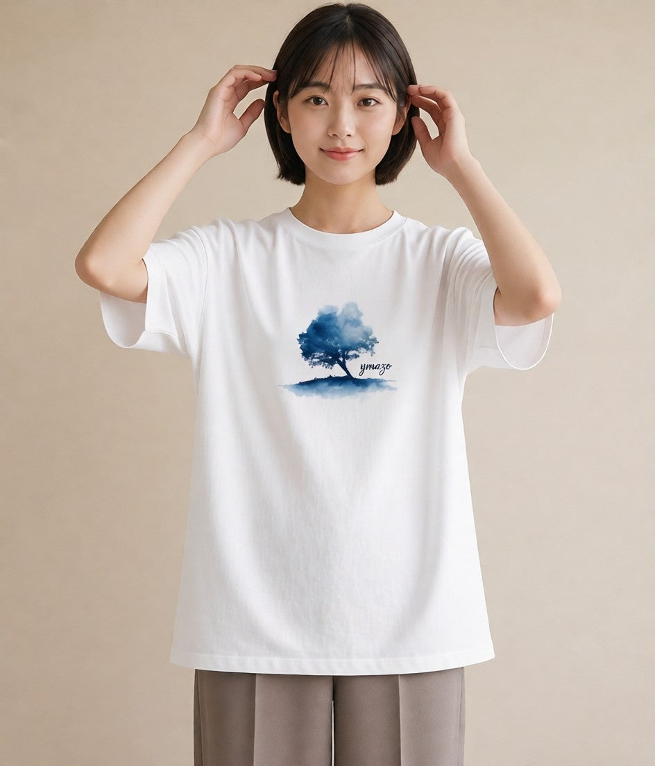 デザインTシャツ レディース 盆栽 植物 ボタニカル イラスト こなれ感 普段着 週末コーデ 白T YMAZO
