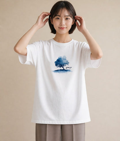 デザインTシャツ レディース 盆栽 植物 ボタニカル イラスト こなれ感 普段着 週末コーデ 白T YMAZO