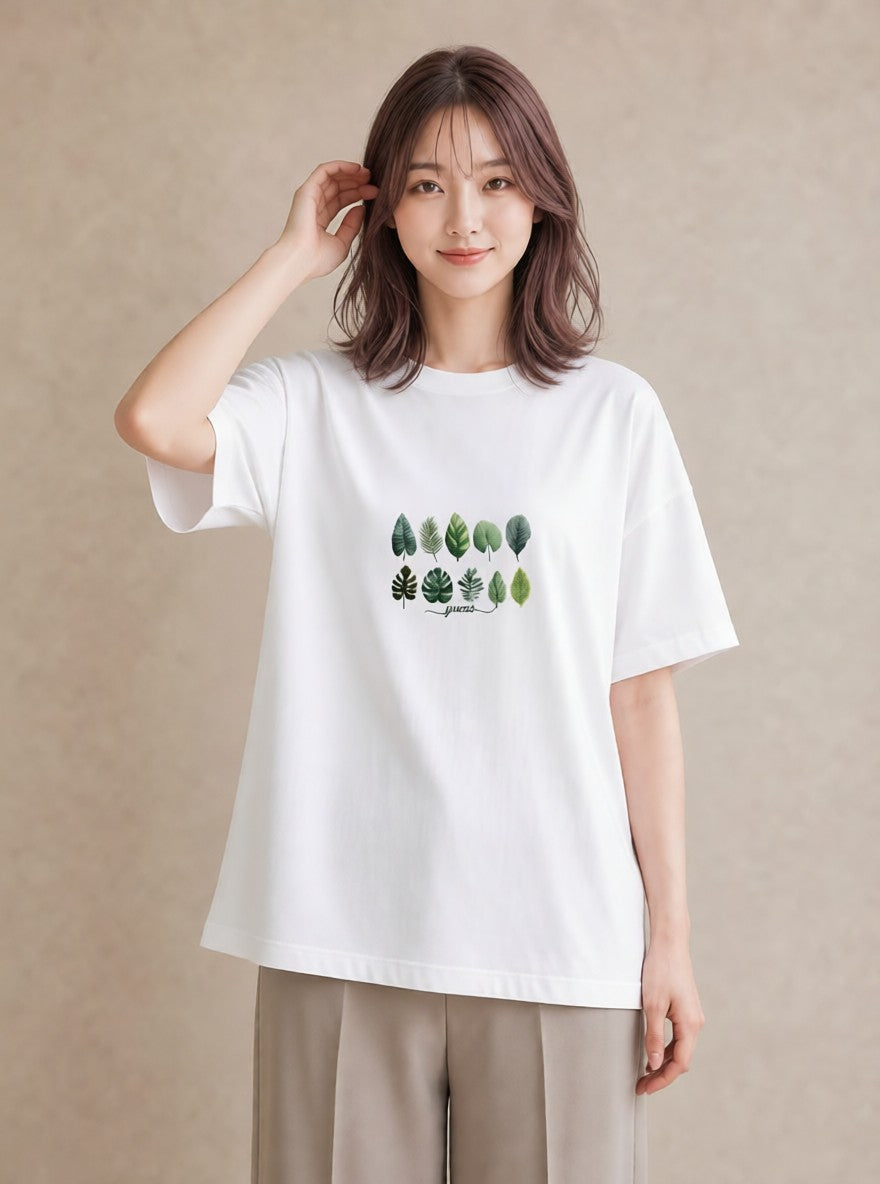 Tシャツ レディース モンステラ 植物 ボタニカル イラスト きれいめカジュアル 部屋着 女性向けギフト 白T YMAZO