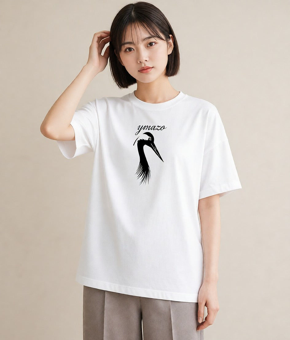 グラフィックTシャツ レディース 折り鶴 折り紙 ナチュラル アンティーク イラスト 北欧風 在宅 公園 白T YMAZO