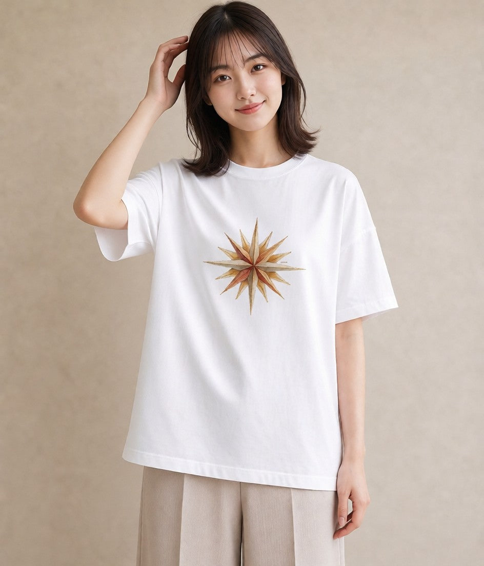 Tシャツ レディース スター 星空 宇宙 イラスト モード カフェ服 クリスマス 白T YMAZO