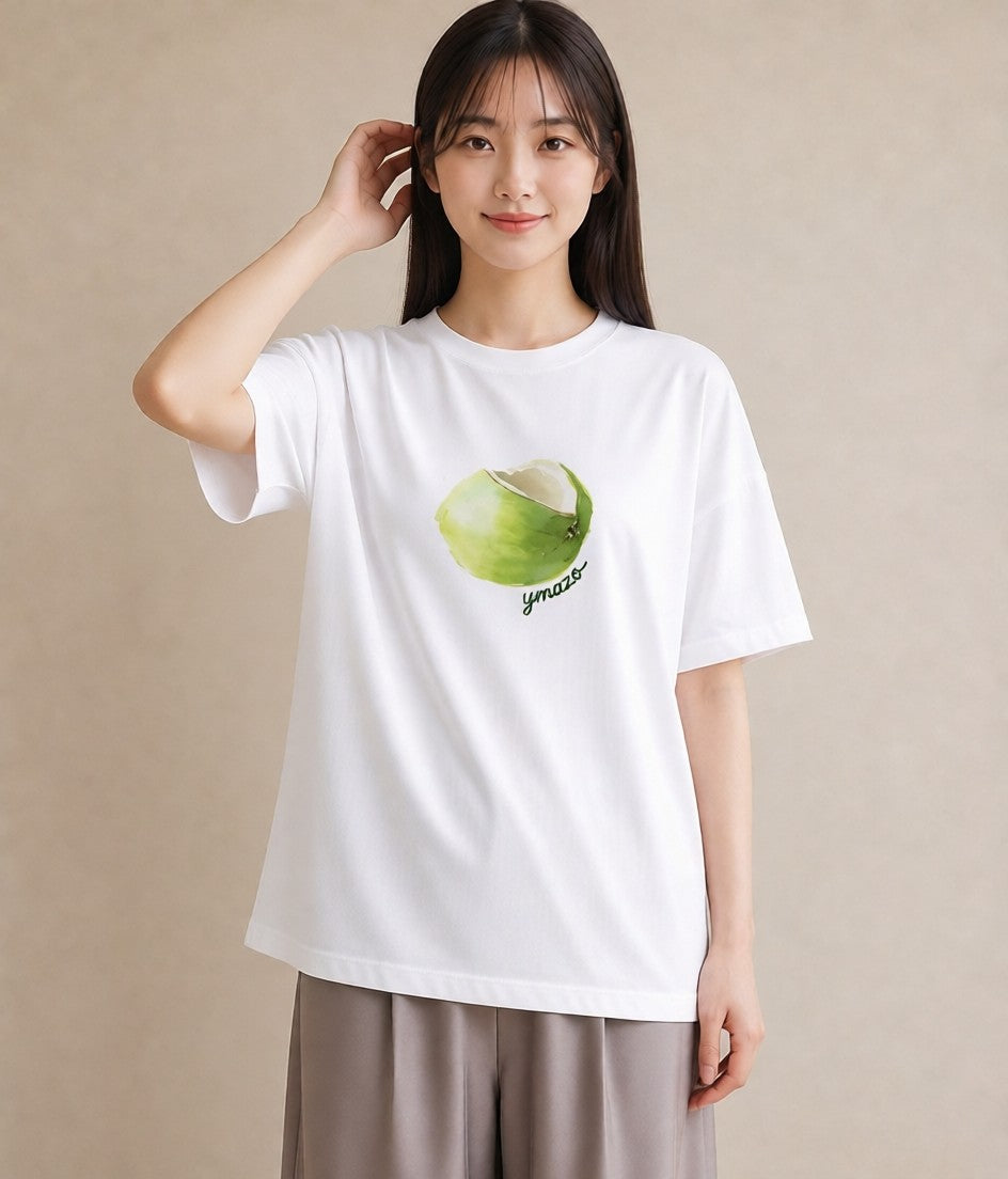 グラフィックTシャツ レディース どんぐり 植物 ボタニカル イラスト 個性的 親子 20代 白T YMAZO