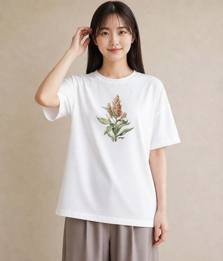 Tシャツ レディース すずらん 花 花柄 イラスト 休日コーデ お出かけ 普段着 白T