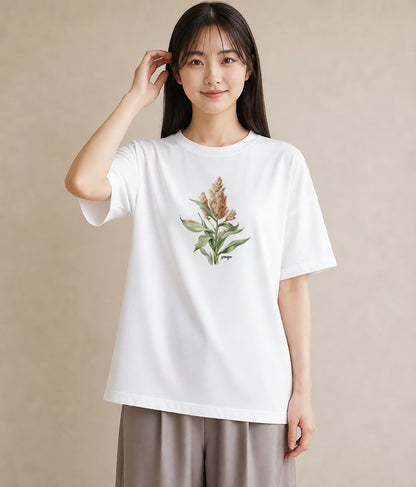 Tシャツ レディース すずらん 花 花柄 イラスト 休日コーデ お出かけ 普段着 白T