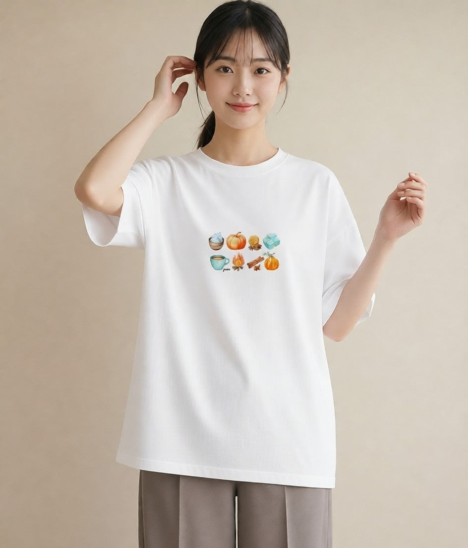 プリントTシャツ レディース 実り 植物 ボタニカル イラスト 個性的 カフェ服 クリスマス 白T YMAZO