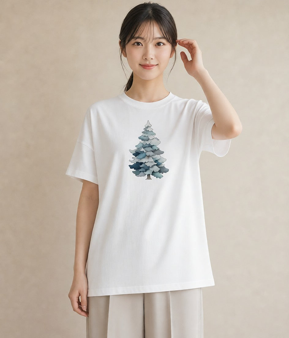半袖Tシャツ レディース 松ぼっくり 植物 ボタニカル イラスト お出かけ 普段着 白T YMAZO