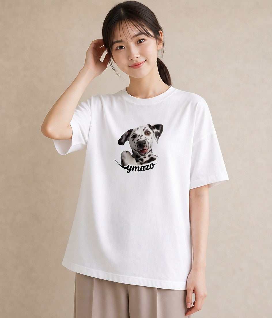 Tシャツ レディース ダルメシアン 犬 いぬ イラスト ギフト 母の日 白T YMAZO