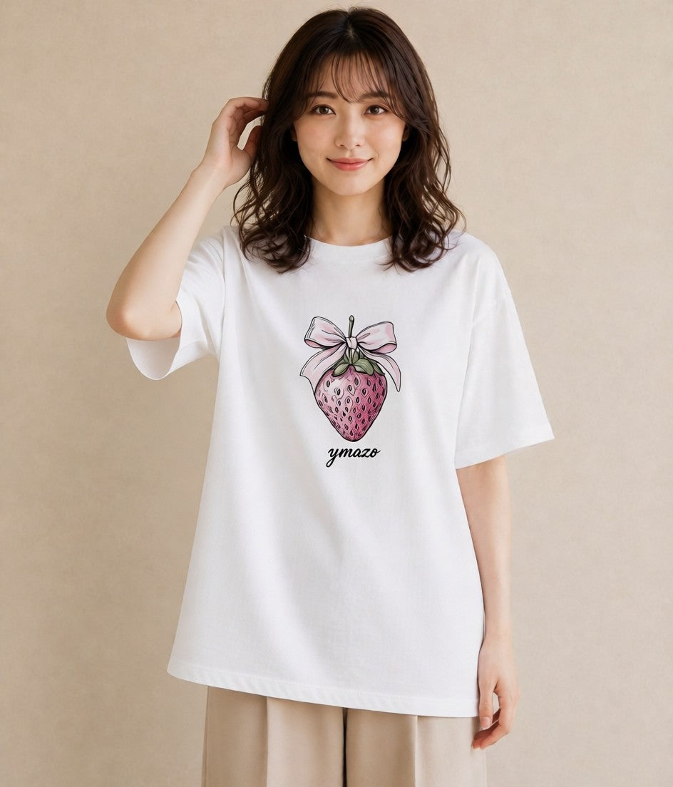 Tシャツ レディース ショートケーキ 食べ物 フード イラスト 春コーデ 姉妹 白T YMAZO
