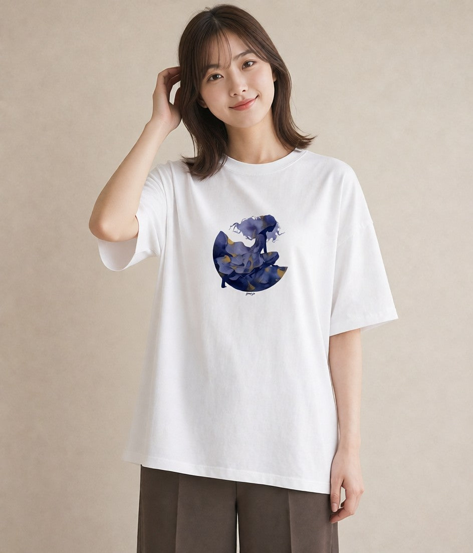 プリントTシャツ レディース 蟹座 星空 宇宙 イラスト シック 20代 カジュアルコーデ 白T YMAZO