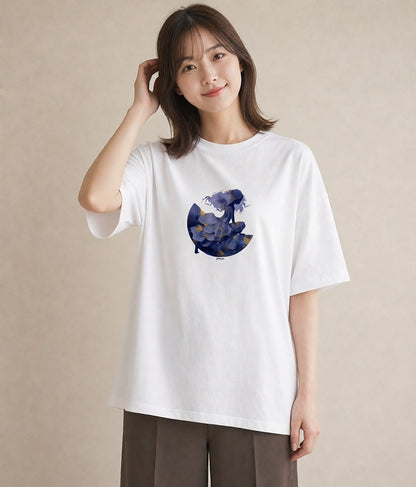 プリントTシャツ レディース 蟹座 星空 宇宙 イラスト シック 20代 カジュアルコーデ 白T YMAZO
