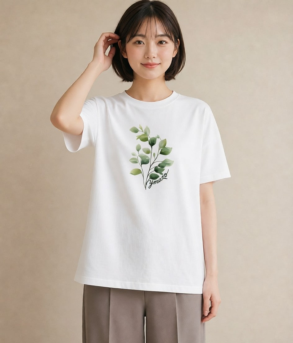 Tシャツ レディース 観葉植物 植物 ボタニカル イラスト モード ビーチ デイリーウェア 白T YMAZO