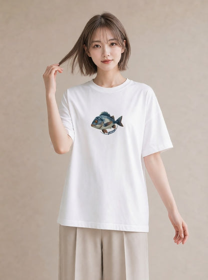 プリントTシャツ レディース マンボウ 海の生き物 海 イラスト 抜け感 女性向けギフト 散歩 白T YMAZO