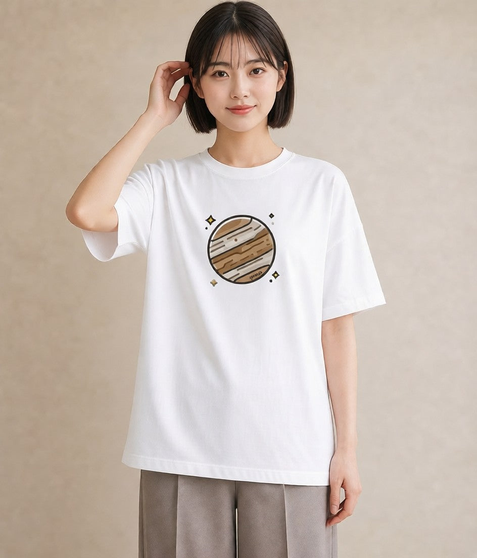 半袖Tシャツ レディース 惑星 星空 宇宙 イラスト レイヤード 友達ギフト 白T YMAZO