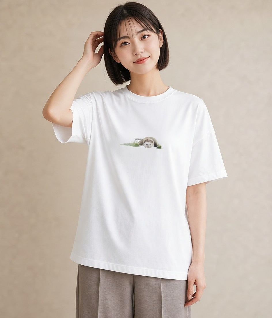 プリントTシャツ レディース ジャンガリアンハムスター ペット 動物 イラスト 北欧風 ホワイトデー 春服 白T YMAZO