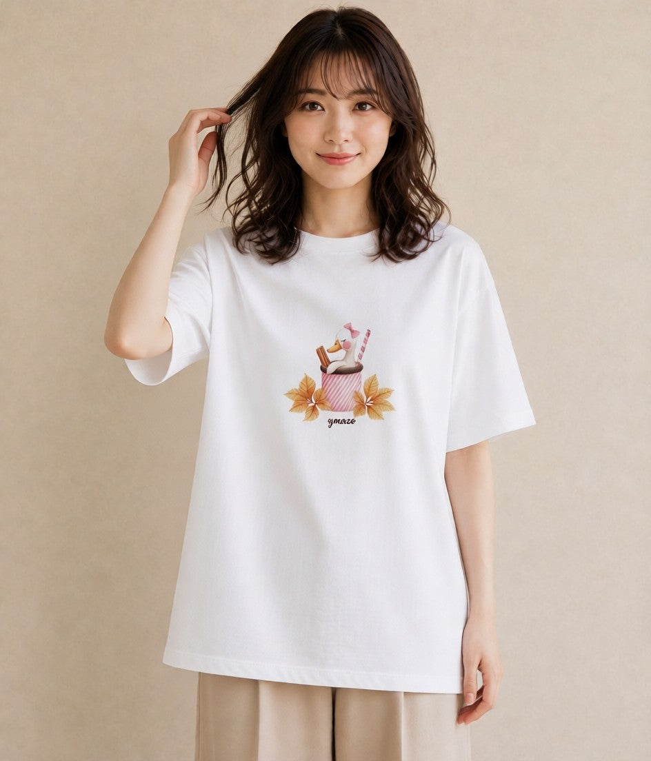 グラフィックTシャツ レディース ココア 食べ物 フード イラスト こなれ感 母娘コーデ 自分用 白T YMAZO