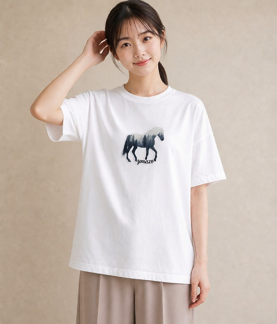 Tシャツ レディース 森 植物 ボタニカル イラスト ゆるコーデ 夏コーデ 通学 白T YMAZO