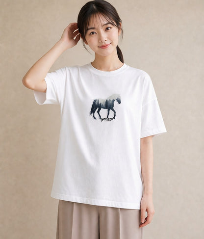 Tシャツ レディース 森 植物 ボタニカル イラスト ゆるコーデ 夏コーデ 通学 白T YMAZO