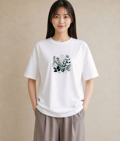半袖Tシャツ レディース ハーブ 植物 ボタニカル イラスト ラフ 女子会 お揃い 白T YMAZO