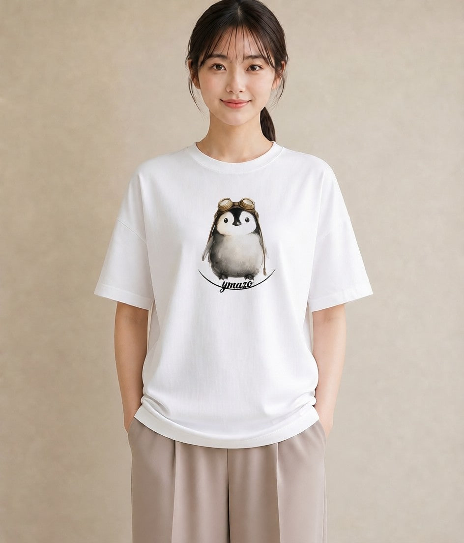 グラフィックTシャツ レディース ペンギン ぺんぎん 動物 アニマル イラスト きれいめカジュアル 秋コーデ おしゃれギフト 白T YMAZO