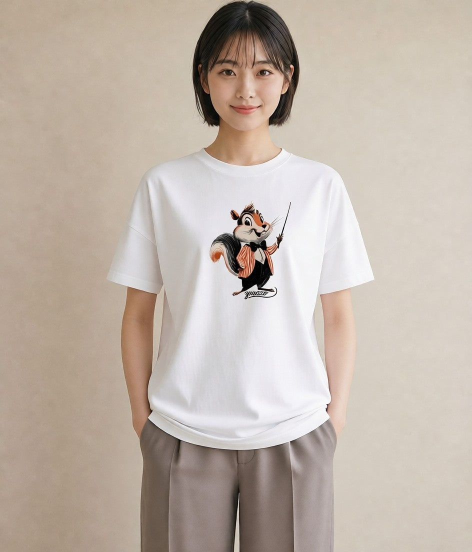 プリントTシャツ レディース シマリス ペット 動物 イラスト クリスマス 旅行 白T YMAZO