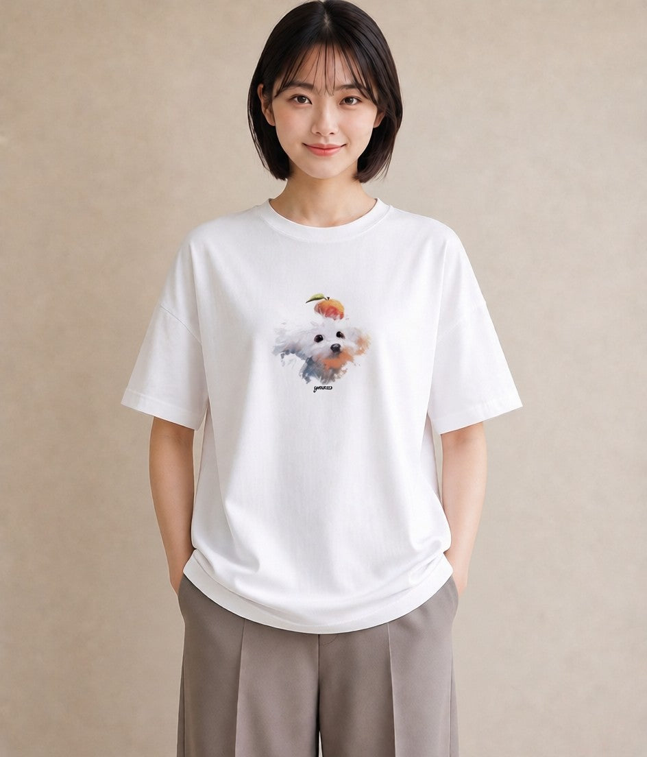 プリントTシャツ レディース トイプードル プードル 犬 いぬ イラスト 手描き風 デート 帰省 白T YMAZO