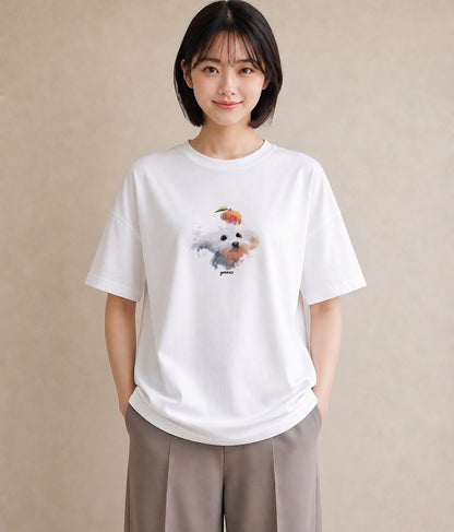 プリントTシャツ レディース トイプードル プードル 犬 いぬ イラスト 手描き風 デート 帰省 白T YMAZO