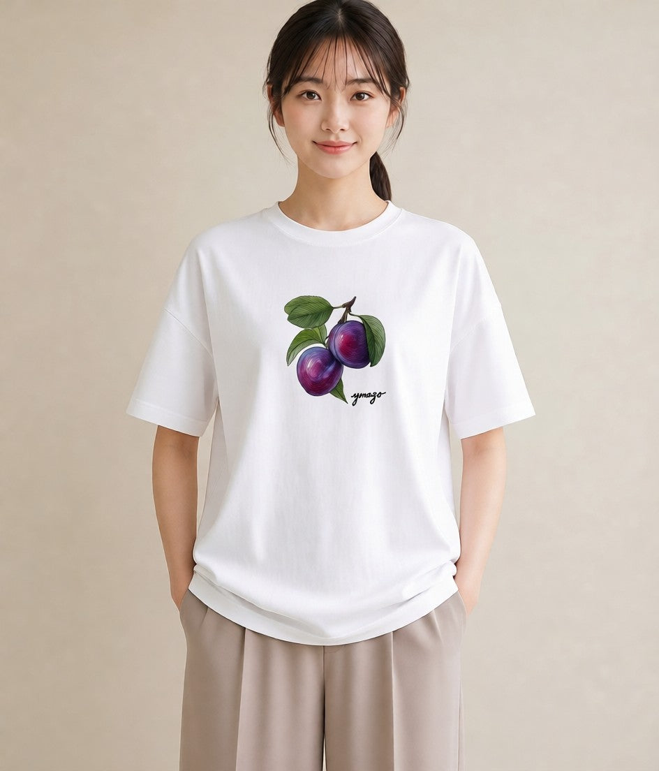グラフィックTシャツ レディース さくらんぼ チェリー 食べ物 フード イラスト カフェコーデ 母娘コーデ 自分用 白T YMAZO