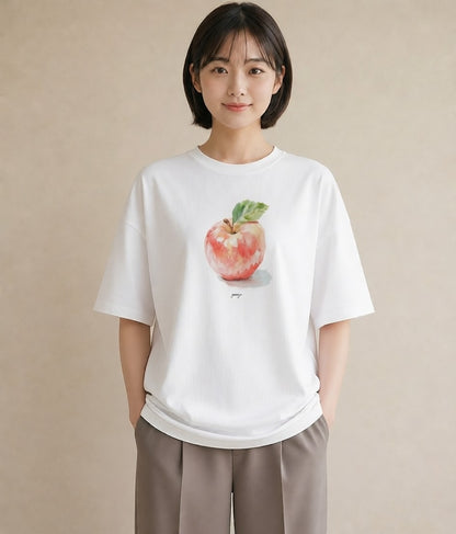 半袖Tシャツ レディース もも 食べ物 フード イラスト ガーリー ビーチ デイリーウェア 白T YMAZO