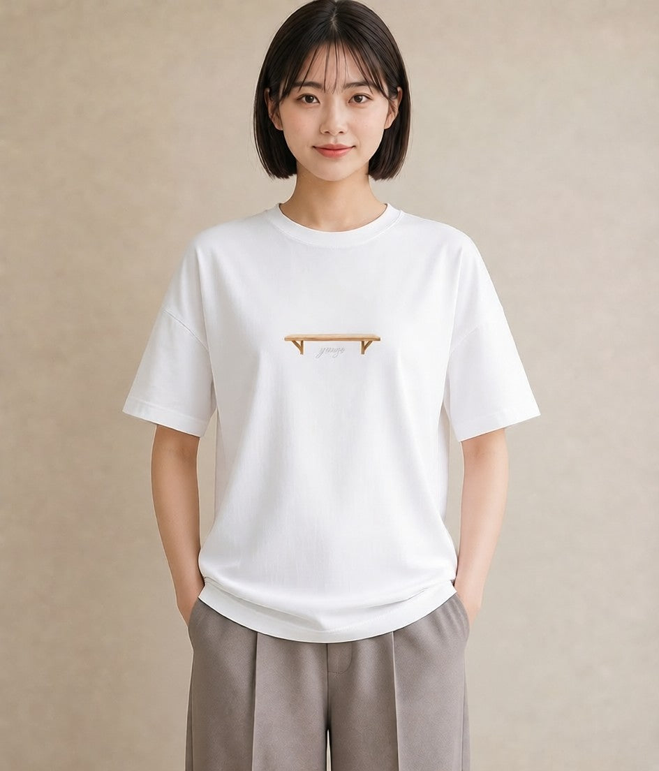 グラフィックTシャツ レディース 雨上がりのベンチ ベンチ ナチュラル アンティーク イラスト ボタニカル 誕生日プレゼント 綿100 白T YMAZO