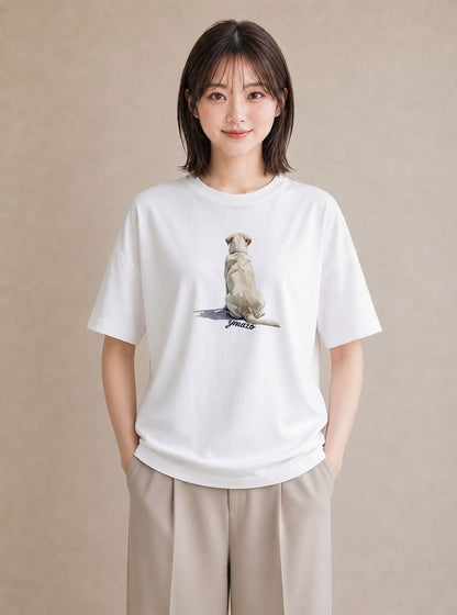プリントTシャツ レディース 愛犬 犬 いぬ イラスト レトロ お出かけ 普段着 白T YMAZO