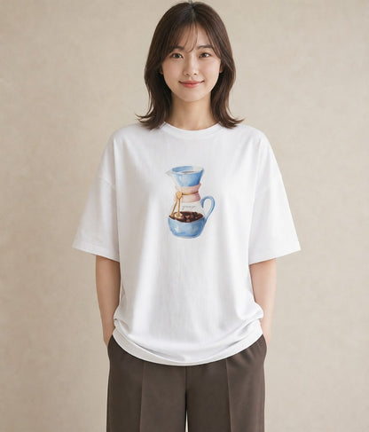 デザインTシャツ レディース エスプレッソ 食べ物 フード イラスト ナチュラル 夏コーデ 通学 白T YMAZO