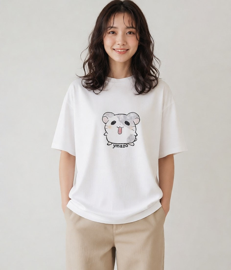 Tシャツ レディース ハムスター ペット 動物 イラスト 姉妹 送別ギフト 白T YMAZO