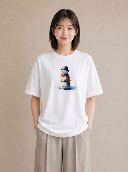 Tシャツ レディース 雪 星空 宇宙 イラスト ポップ 秋コーデ おしゃれギフト 白T YMAZO