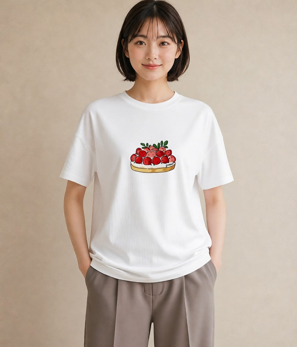 グラフィックTシャツ レディース パフェ 食べ物 フード イラスト ラフカジュアル 自分用 ルームウェア 白T YMAZO