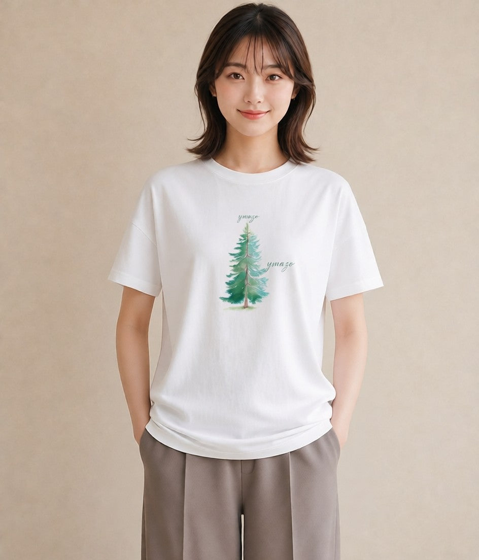 グラフィックTシャツ レディース 山 星空 宇宙 イラスト 部屋着 女性向けギフト 白T YMAZO