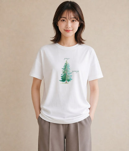 グラフィックTシャツ レディース 山 星空 宇宙 イラスト 部屋着 女性向けギフト 白T YMAZO