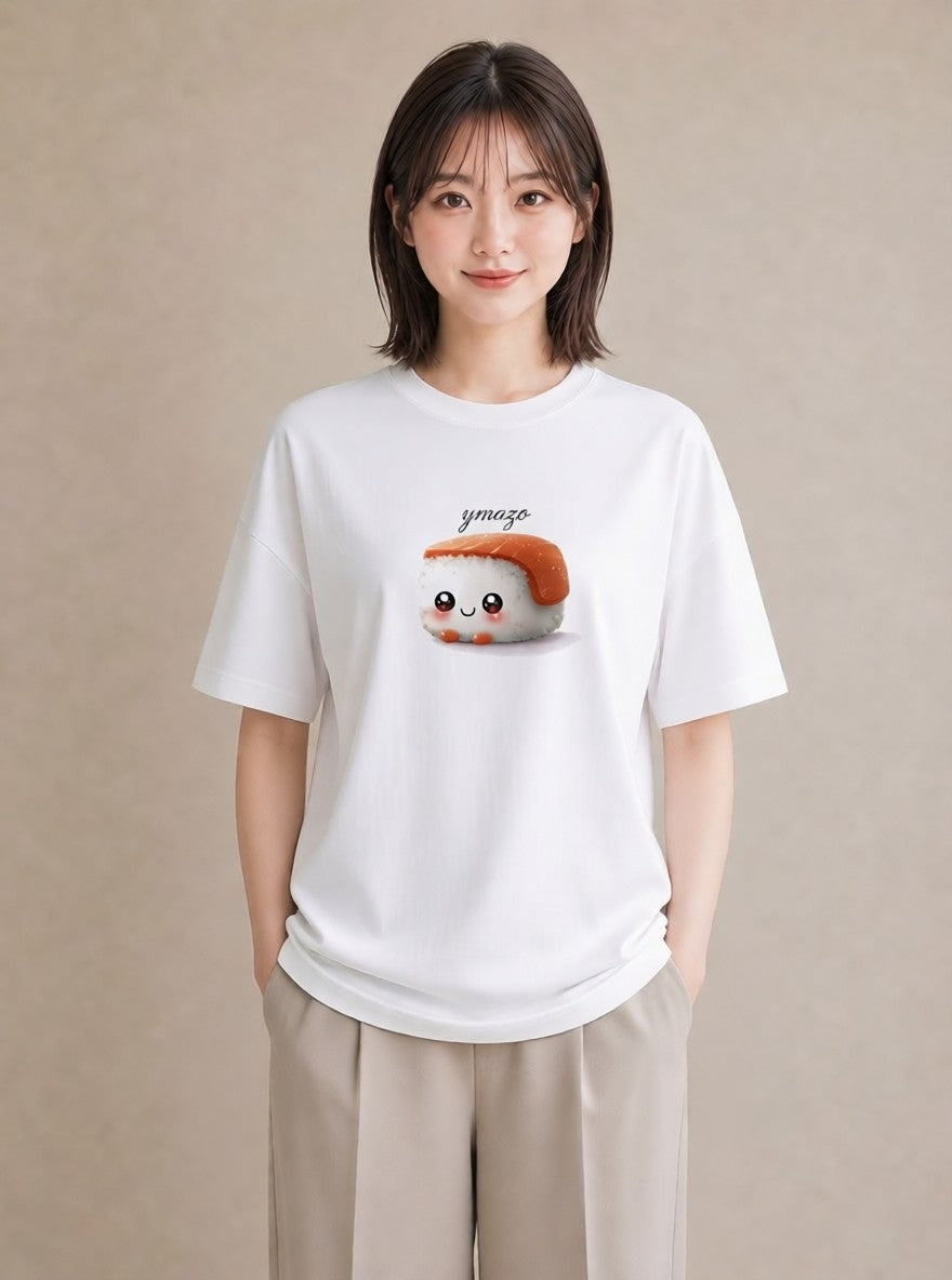 プリントTシャツ レディース お寿司 食べ物 フード イラスト ペアコーデ 秋コーデ 白T YMAZO
