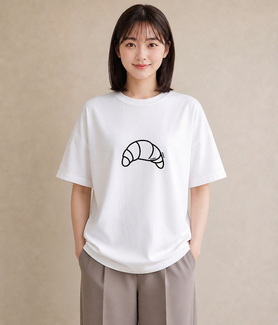 プリントTシャツ レディース パールピアス アクセサリー ナチュラル アンティーク イラスト アート風 ホワイトデー 春服 白T YMAZO