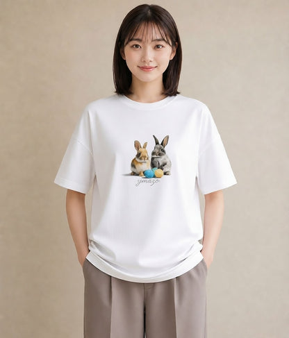 Tシャツ レディース ネザーランドドワーフ ペット 動物 イラスト アート風 おしゃれギフト 社会人 白T YMAZO
