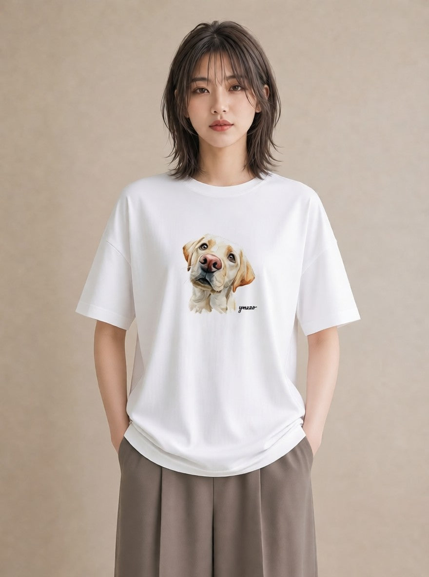 半袖Tシャツ レディース 保護犬 犬 いぬ イラスト 旅行コーデ 敬老の日 ホワイトデー 白T YMAZO
