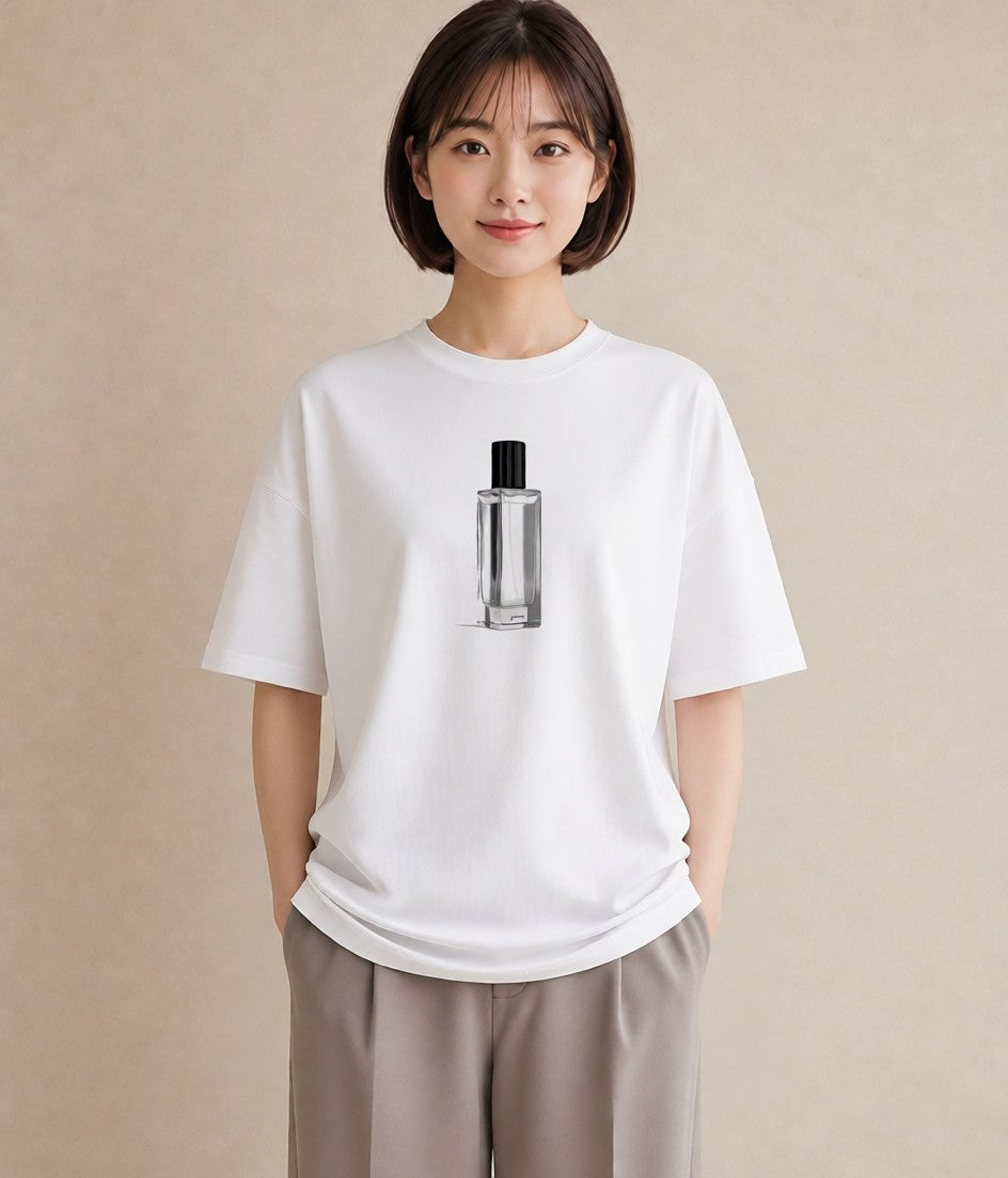 プリントTシャツ レディース 香水 香水瓶 パフューム イラスト ガーリー カフェ巡り 女子会 白T YMAZO