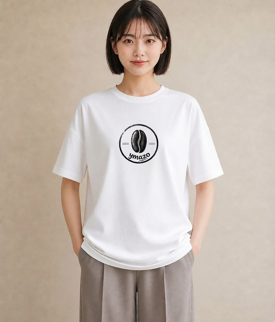 グラフィックTシャツ レディース カフェ カフェロゴ ロゴ イラスト ポップ 休日 ペアコーデ 白T YMAZO