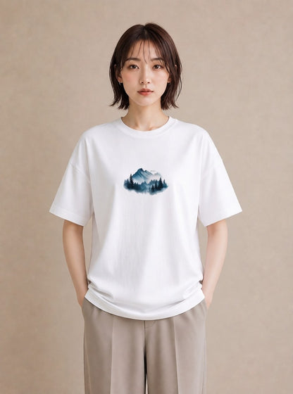 プリントTシャツ レディース 山 星空 宇宙 イラスト カフェコーデ 部屋着 女性向けギフト 白T YMAZO